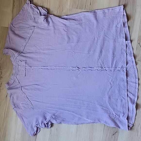 We the Free Care FP Linen Blend BF Tee size Small in Luxe Lilac - Picture 4 of 5